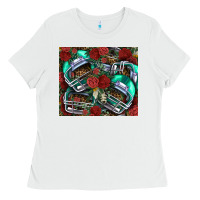 White floral american football  helmet Ladies Tee - NancyCooperArtShop