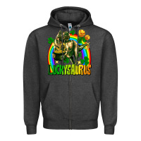 Charcoal Heather luckysaurus St. Patricks Day Zipper Hoodie - FaDigitalArtStudio