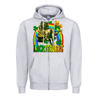 Heather Grey luckysaurus St. Patricks Day Zipper Hoodie - FaDigitalArtStudio