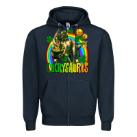 Navy luckysaurus St. Patricks Day Zipper Hoodie - FaDigitalArtStudio