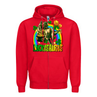 Red luckysaurus St. Patricks Day Zipper Hoodie - FaDigitalArtStudio