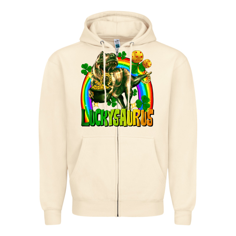 Luckysaurus St. Patricks Day Zipper Hoodie by FaDigitalArtStudio | Teevron