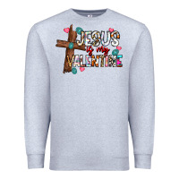 Heather Grey jesus is my valentine Premium Sweatshirt - CowhideDigitalArt