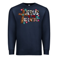 Navy jesus is my valentine Premium Sweatshirt - CowhideDigitalArt