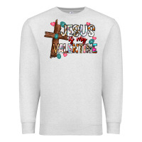 Oatmeal Heather jesus is my valentine Premium Sweatshirt - CowhideDigitalArt