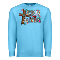 Ocean Blue jesus is my valentine Premium Sweatshirt - CowhideDigitalArt