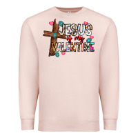 Pale Pink jesus is my valentine Premium Sweatshirt - CowhideDigitalArt