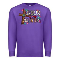 Purple jesus is my valentine Premium Sweatshirt - CowhideDigitalArt