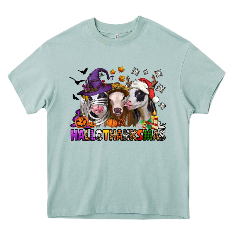 Happy Hallothanksmas Heifers Heavy Core Tee by NancyCooperArtShop | Teevron