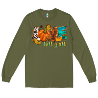 Army Green Love Fall y'all Long Sleeve Tee - NancyCooperArtShop