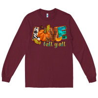 Burgundy Love Fall y'all Long Sleeve Tee - NancyCooperArtShop
