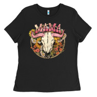 Black bullskull mama Ladies Tee - NancyCooperArtShop