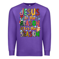 Purple jesus is the reason for the season Premium Sweatshirt - CowhideDigitalArt