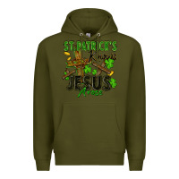 Army Green St. Patrick's knows Jesus arose Premium Hoodie - FaDigitalArtStudio