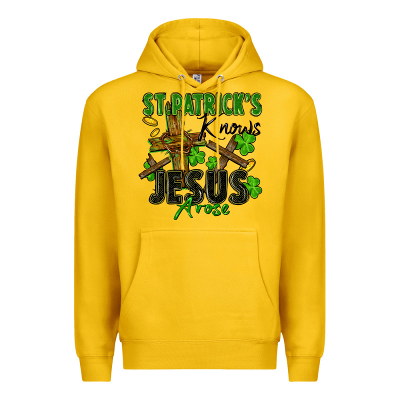 St. Patrick's Knows Jesus Arose Premium Hoodie by FaDigitalArtStudio | Teevron