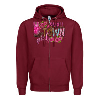 Burgundy small town girl with flowers bbs Zipper Hoodie - BundleAndBundleShop
