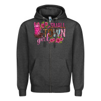 Charcoal Heather small town girl with flowers bbs Zipper Hoodie - BundleAndBundleShop