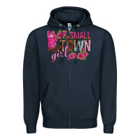 Navy small town girl with flowers bbs Zipper Hoodie - BundleAndBundleShop
