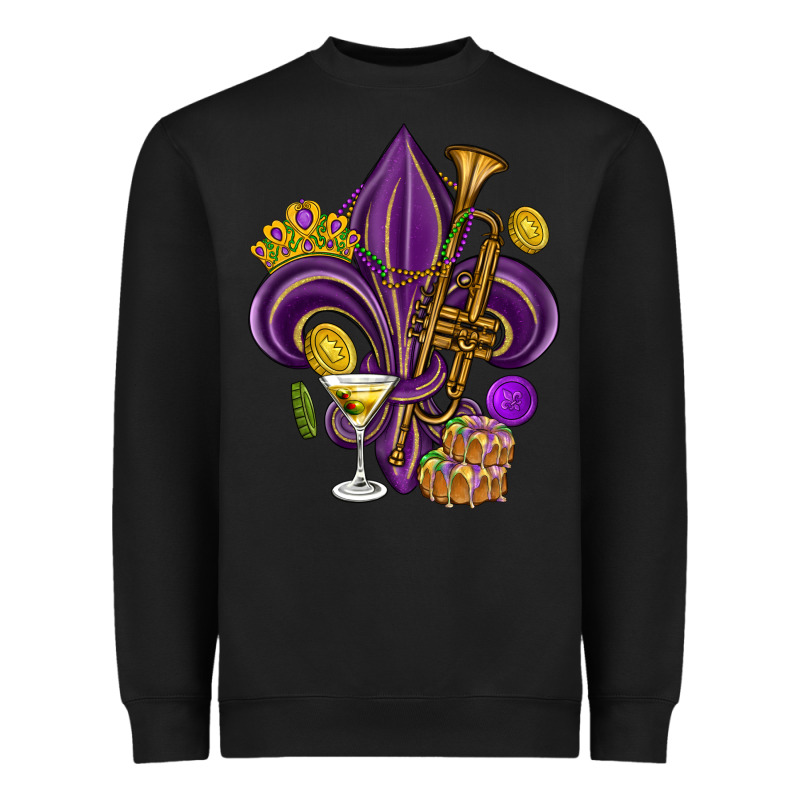 Fleur De Lis Mardi Gras Heavyweight Sweatshirt by HowdyJamesFarm | Teevron