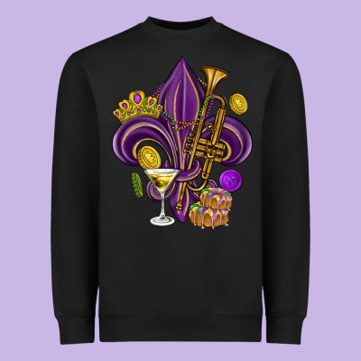 Fleur De Lis Mardi Gras Heavyweight Sweatshirt Designed By Howdyjamesfarm