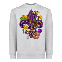 Heather Grey Fleur de lis Mardi Gras Heavyweight Sweatshirt - HowdyJamesFarm