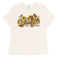 Bone created with a purpose with sunflower and butterfl Ladies Tee - NancyCooperArtShop