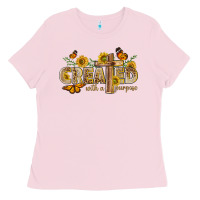 Bubblegum Pink created with a purpose with sunflower and butterfl Ladies Tee - NancyCooperArtShop