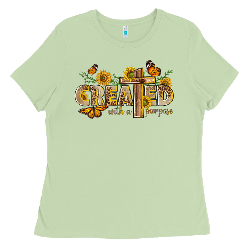 Created With A Purpose With Sunflower And Butterfl Ladies Tee by NancyCooperArtShop | Teevron