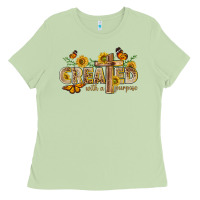 Matcha created with a purpose with sunflower and butterfl Ladies Tee - NancyCooperArtShop