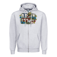 Heather Grey Army mom Mother's Day Zipper Hoodie - FaDigitalArtStudio