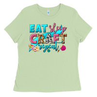 Matcha eat sleep craft repeat Ladies Tee - NancyCooperArtShop