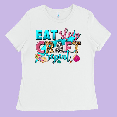 Eat Sleep Craft Repeat Ladies Tee Designed By Nancycooperartshop