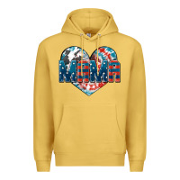 Antique Gold American Mama heart Premium Hoodie - FaDigitalArtStudio