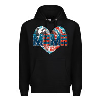 Black American Mama heart Premium Hoodie - FaDigitalArtStudio
