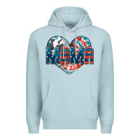 Blue Mist American Mama heart Premium Hoodie - FaDigitalArtStudio