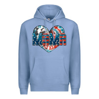 Colony Blue American Mama heart Premium Hoodie - FaDigitalArtStudio