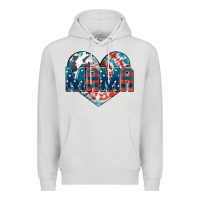 Dove Grey American Mama heart Premium Hoodie - FaDigitalArtStudio