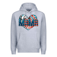 Heather Grey American Mama heart Premium Hoodie - FaDigitalArtStudio