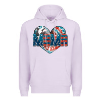 Lilac American Mama heart Premium Hoodie - FaDigitalArtStudio