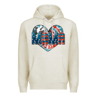 Oatmeal Heather American Mama heart Premium Hoodie - FaDigitalArtStudio