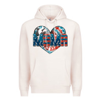 Pale Pink American Mama heart Premium Hoodie - FaDigitalArtStudio