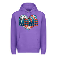 Purple American Mama heart Premium Hoodie - FaDigitalArtStudio