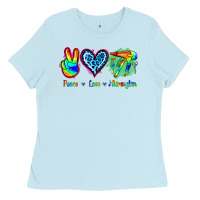 Baby Blue Peace Love Hairstylist Ladies Tee - Jasminsmagicworld