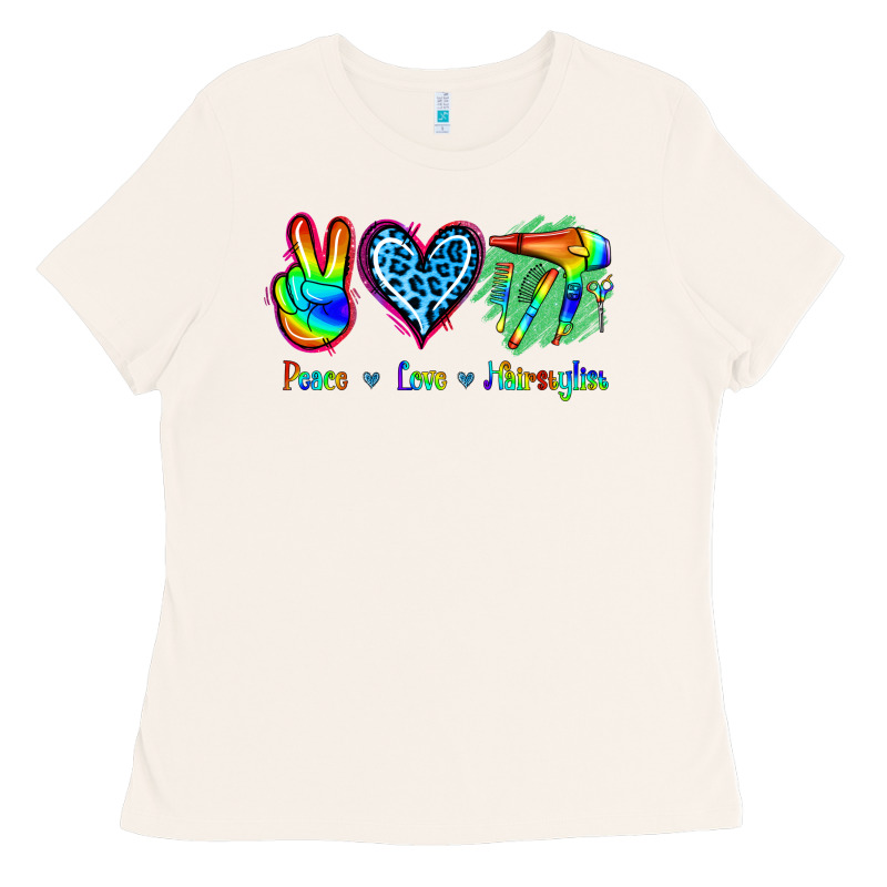 Peace Love Hairstylist Ladies Tee by Jasminsmagicworld | Teevron