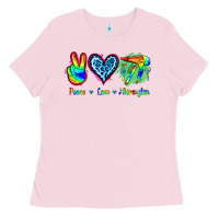 Bubblegum Pink Peace Love Hairstylist Ladies Tee - Jasminsmagicworld