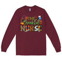 Burgundy One thankful Nurse Long Sleeve Tee - NancyCooperArtShop