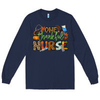 Navy One thankful Nurse Long Sleeve Tee - NancyCooperArtShop