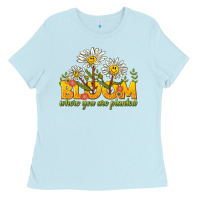 Baby Blue bloom where you are planted Ladies Tee - NancyCooperArtShop