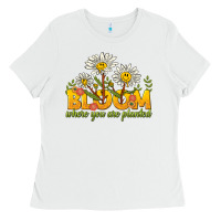 White bloom where you are planted Ladies Tee - NancyCooperArtShop