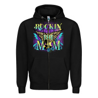 Black Rockin' the mom Mother's Day Zipper Hoodie - FaDigitalArtStudio